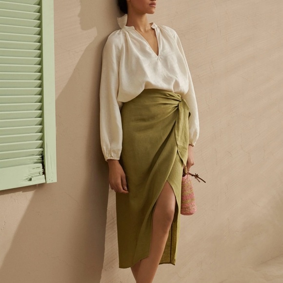 MANEBI Linen Wrap Skirt